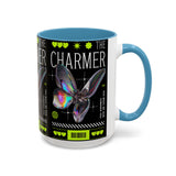 The Charmer Butterfly Accent Coffee Mug 11oz 15oz Black Two Tone Ceramic Cup Aesthetic Iridescent Butterfly Design Gift for Coffee Lovers