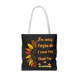 Sunflower Ho'oponopono Tote Bag Hawaiian Healing Prayer Design Spiritual Positivity Canvas Bag Mindfulness Reusable Durable Eco Friendly Shopping Tote
