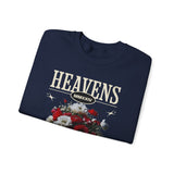 Heavens Hallucinations Crewneck Comfortable Unisex Heavy Blend Sweatshirt Artistic Streetwear Bold Floral Graphic Design for Self Expression Perfect Gift for Friends Birthdays Cozy Days