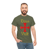 Unisex Deus Vult T Shirt Medieval Crusader Cross Graphic Tee Warrior Knight Inspired Vintage Christian Symbol Heavy Cotton Streetwear