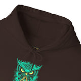 The Watcher Owl All Seeing Wisdom Unisex Heavy Blend Hoodie Neon Mystic Streetwear Futuristic Owl Symbol Glow Design For Creators Visionaries Spiritual Thinkers And Night Owls