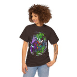 Vibrant Comic-Symbiotic Madness Unisex Heavy Cotton Tee Bold Gothic Streetwear Dark Psychological Art Design Intense Graphic Statement Shirt for Visionaries and Creators