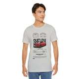 Red High Performance Muscle Coupe Blueprint Unisex Heavy Cotton Tee Retro Car Art Streetwear Gift for Gearheads Daily Wear Car Lovers Apparel