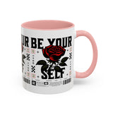 Be Your Self Rose Coffee Mug Bold Floral Motivational Design Ceramic Accent Mug Perfect for Morning Coffee Tea Hot Drinks Self Love Empowerment Gift for Friends Birthdays Cozy Moments
