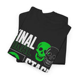 Final Stage Unisex Heavy Cotton Tee Graphic Black T Shirt Skull Neon Green Streetwear Futuristic Cyberpunk Bold Artistic Fashion Outfit