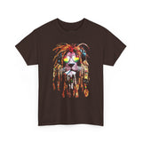 Rasta Lion Unisex Heavy Cotton Tee Bold Reggae Vibes Artistic Lion Headphones Design Cool Jamaican Streetwear Graphic TShirt Symbol of Strength Music and Freedom by KLASSORO