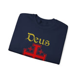 Unisex Deus Vult Crewneck Sweatshirt Medieval Crusader Cross Heavy Blend Fleece Pullover Warrior Knight Inspired Vintage Christian Symbol Streetwear