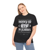 Money Up In Flames Unisex Heavy Cotton Tee Graphic T Shirt Black Streetwear Bold Money Graphic Fire Design Hustler Entrepreneur Alpha Mindset Wealth Fashion