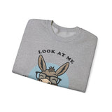 Look At Me I Wish You Good Luck Funny Donkey Unisex Sweatshirt Hilarious Cartoon Graphic Pullover Positive Vibes Humor Design Cozy Casual Wear Gift Idea