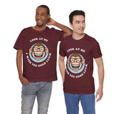 Smiling Monkey Cartoon Good Luck Design Unisex Heavy Cotton Tee Funny Cute Graphic Shirt Positive Vibes Humor Artwork Casual Wear Gift For Friends