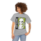 Unisex Not Alone Alien T Shirt Cartoon UFO Graphic Tee Extraterrestrial Sci Fi Space Themed Paranormal Conspiracy Inspired Streetwear Top