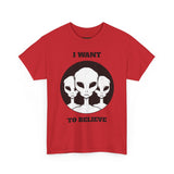 Unisex I Want To Believe Alien T Shirt Vintage UFO Graphic Tee Extraterrestrial Space Themed Sci Fi Paranormal Conspiracy Inspired Streetwear Top