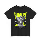 Praise Angel Statue Graphic Unisex Heavy Cotton Tee Spiritual Gothic Streetwear T-Shirt