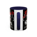 Brave Soul Warrior Accent Coffee Mug 11oz 15oz Black Ceramic Two Tone Cup Bold Statue Design with Red Script Gift for Coffee Lovers