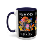 Blooms Person Accent Coffee Mug 11oz 15oz Abstract Floral Head Artistic Colorful Modern Creative Design Black White Ceramic Tea Cup Streetwear Inspired Artistic Fashion Drinkware