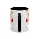 Deus Vult Accent Coffee Mug 11oz 15oz Red Cross Knight Crusader Ceramic Cup Bold Medieval Design Christian Symbol Faith Inspired Coffee Tea Gift Drinkware