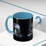Space Galaxy Accent Coffee Mug 11oz 15oz Astronaut Spacecraft Earth Black Two Tone Ceramic Cup Gift for Space Lovers