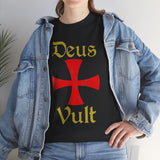 Deus Vult Unisex T Shirt Medieval Crusader Cross Graphic Tee Warrior Knight Inspired Vintage Christian Symbol Heavy Cotton Streetwear