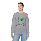I Love Plants Crewneck Sweatshirt Unisex Heavy Blend Botanical Leaf Eco Friendly Gardening Nature Lover Sustainable Green Living Gift Pullover