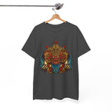 Unisex Balinese Barong Mask Graphic T Shirt Mythical Cultural Warrior Spirit Inspired Tee Tribal Festival Art Streetwear Heavy Cotton Top