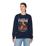 Fighter Resilience Victorious Flame Statue Graphic Unisex Heavy Blend Crewneck Sweatshirt Motivation Streetwear Pullover
