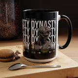 Dynasty Accent Coffee Mug 11oz 15oz Black Ceramic Mug with Roman Statue Bust and Butterfly Artwork for History Lovers and Modern Art Fans