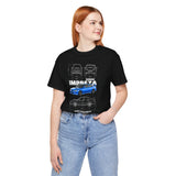 Blue Rally Inspired Performance Sedan Artwork Unisex Heavy Cotton Tee High Speed Streetwear Graphic Shirt For Car Enthusiasts And Automotive Art Lovers