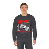 Money Motivation Hustler Mindset Graphic Print Unisex Heavy Blend Crewneck Sweatshirt Streetwear Ambition Pullover