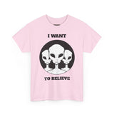 Unisex I Want To Believe Alien T Shirt Vintage UFO Graphic Tee Extraterrestrial Space Themed Sci Fi Paranormal Conspiracy Inspired Streetwear Top