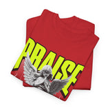Praise Angel Statue Graphic Unisex Heavy Cotton Tee Spiritual Gothic Streetwear T-Shirt