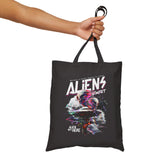 Aliens Exist Cotton Canvas Tote Bag UFO Extraterrestrial Glitch Art Eco Friendly Shopping Bag