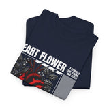 Heart Flower Graphic Unisex Heavy Cotton Tee Comfortable Streetwear T Shirt Bold Red and Black Floral Heart Design Symbol of Love Strength and Vitality Perfect Gift for Friends Birthdays and Casual...