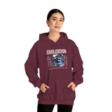 Civilization Eye Of Memory Graphic Unisex Heavy Blend Hooded Sweatshirt Futuristic Visionary Streetwear Abstract Blue Eye Gothic Hoodie
