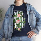 Mother Floral Design Unisex Heavy Cotton Tee Comfortable T Shirt Botanical Typography Graphic Streetwear Gift For Mom Mother’s Day Birthday Casual Everyday Wear