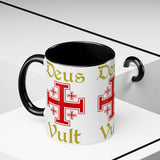 Deus Vult Accent Coffee Mug 11oz 15oz Red Cross Knight Crusader Ceramic Cup Bold Medieval Design Christian Symbol Faith Inspired Coffee Tea Gift Drinkware