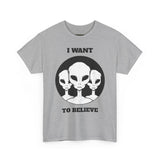 I Want To Believe Alien Unisex T Shirt Vintage UFO Graphic Tee Extraterrestrial Space Themed Sci Fi Paranormal Conspiracy Inspired Streetwear Top