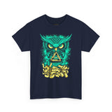 The Watcher Owl All Seeing Wisdom Unisex Heavy Cotton Tee Futuristic Mystic Streetwear T Shirt With Geometric Owl Symbol Neon Glow Artistic Design For Thinkers Visionaries And Night Owls