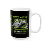 Money Power Ceramic Mug Dollar Stack Neon Green Graphic Hustle Mindset Streetwear Motivational Coffee Tea Cup