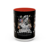 Sadness Statue Accent Coffee Mug 11oz 15oz Two Tone Ceramic Gothic Art Cup with Butterfly and Flame Design