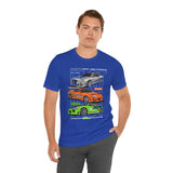 Street Racing Trio JDM Cars Graphic Unisex Heavy Cotton Tee for Drift Fans Performance Lovers and Streetwear Enthusiasts