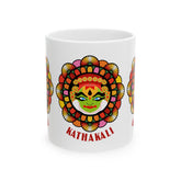 Ceramic Kathakali Mug Kerala Traditional Dance Art Coffee Cup Indian Culture Onam Festival Malayalam Heritage Ethnic Graphic Souvenir Gift
