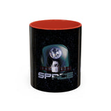 Space Galaxy Accent Coffee Mug 11oz 15oz Astronaut Spacecraft Earth Black Two Tone Ceramic Cup Gift for Space Lovers