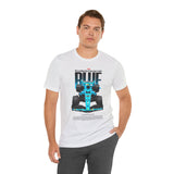 Blue Formula Race Car Graphic Unisex Heavy Cotton Tee High Speed Streetwear for Motorsport Fans and Racing Lifestyle Enthusiasts