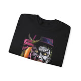 Jocker Sinister Grin Unisex Sweatshirt Heavy Blend Gothic Streetwear Dark Psychological Art Design Bold Horror Fashion Statement Cozy Wear For Fearless Creative Souls