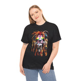 Rasta Lion Unisex Heavy Cotton Tee Bold Reggae Vibes Artistic Lion Headphones Design Cool Jamaican Streetwear Graphic TShirt Symbol of Strength Music and Freedom by KLASSORO