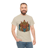 Unisex Balinese Barong Mask Graphic T Shirt Mythical Cultural Warrior Spirit Inspired Tee Tribal Festival Art Streetwear Heavy Cotton Top