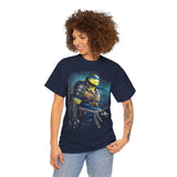 Urban Warrior Samurai Unisex Heavy Cotton Tee Fierce Armored Fighter Design Blue Warrior Energy Bold Strength Streetwear For Courageous Hustlers And Urban Legends
