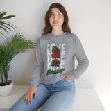 Love Fake Friendship Rose Crewneck Comfortable Unisex Sweatshirt Bold Graphic Streetwear Pullover Empowering Artistic Floral Design For Self Expression Perfect Gift For Friends Birthdays Cozy Days Casual Wear