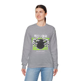 Destiny Fearless Pursuit of Happiness Unisex Heavy Blend Crewneck Sweatshirt Gothic Skeleton Hands Globe Graphic Streetwear Bold Motivational Pullover