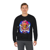 Flaming Pirate Skull Unisex Heavy Blend Crewneck Sweatshirt Fiery Gothic Nautical Streetwear Pullover Skull And Anchor Design For Bikers Artists Gamers And Rebel Souls